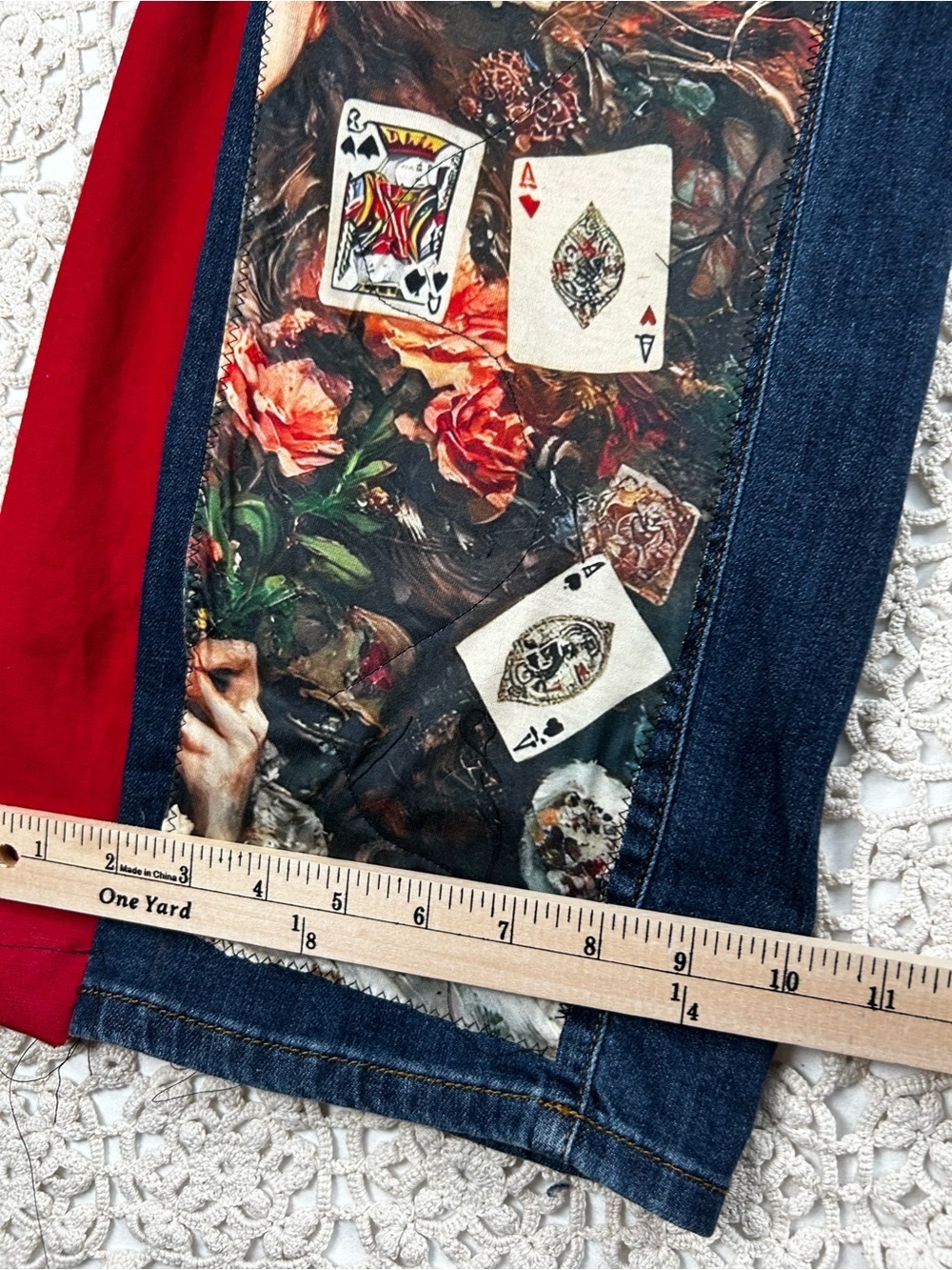 You Are Loved Bohemian Patchwork Jeans | Handmade Wearable Art | 14 - Picture 11 of 16